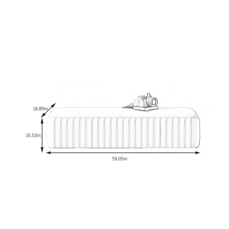 Banc rembourré en cuir de vache, H 16,53 po x l 59,05 po x P 18,89 po