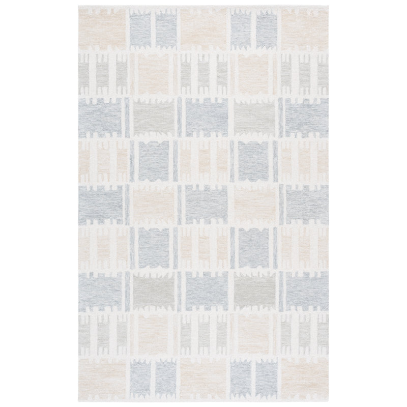 Genres 504: 80% laine touffetée à la main Tapis abstrait 20% coton, Rectangle 9 pi x 12 pi
