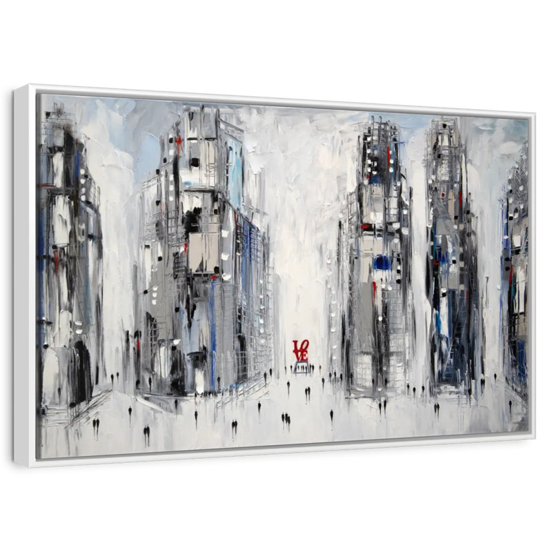 Urban Love I, Cadre flottant blanc, 46 po x 31 po