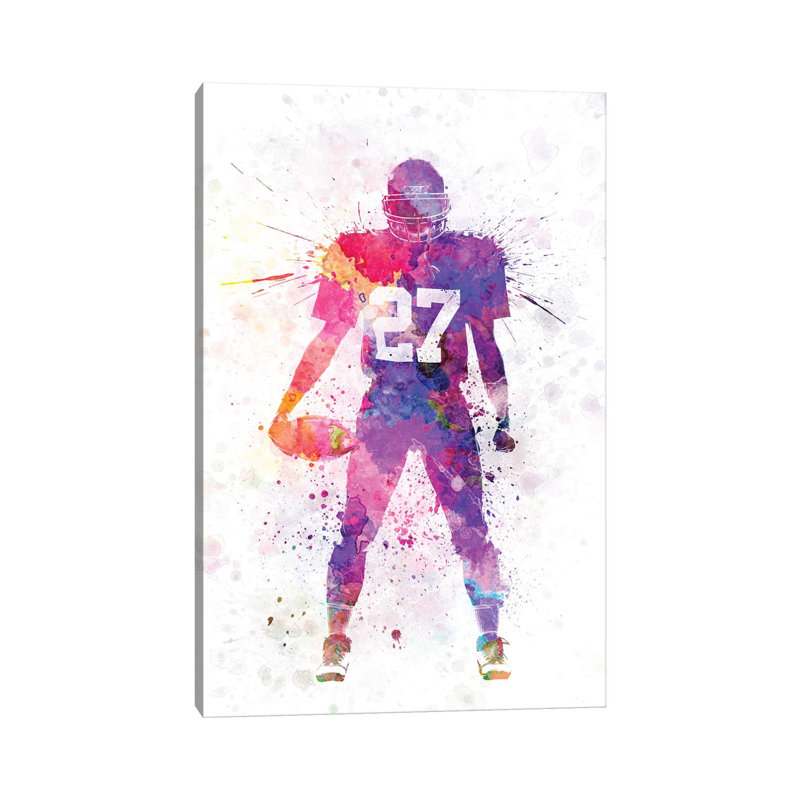 American Football Player 1 Piece Wrapped Canvas Wall Art, 30.48cm H x 20.32cm W 1.9cm D