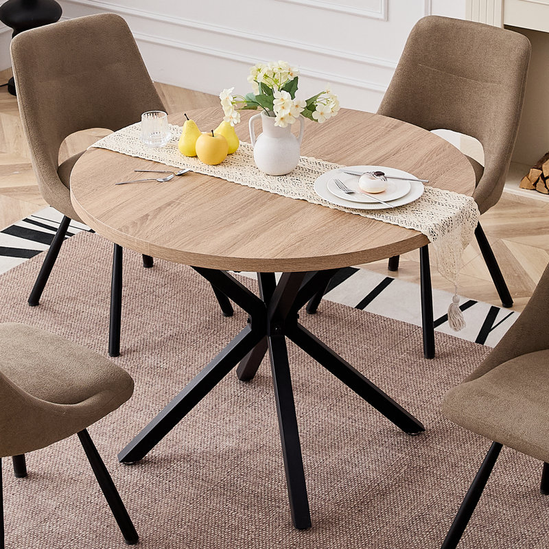 Vintage Style Dining Table - Round Table  For 4 To 6 People - 100 X 77 Cm (W X H), Natural