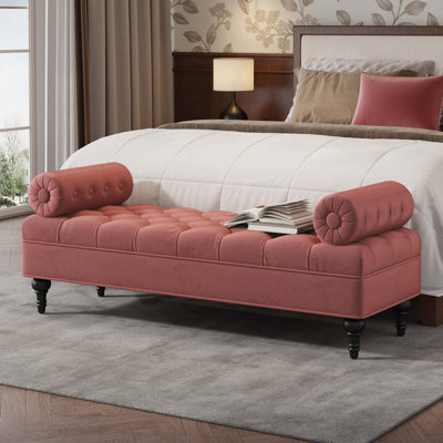 Banc de chambre en velours moderne avec 2 coussins amovibles pour un salon confortable dans la chambre à coucher