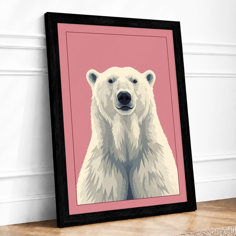Calm Polar Bear Modern - Framed Print, Black, A3 - 42.0 x 29.7 cm