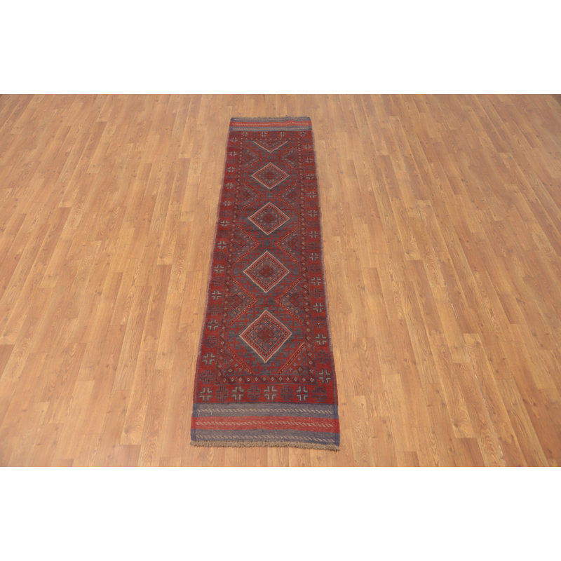 Geometric Traditional Afghan Runner Rug 2x8