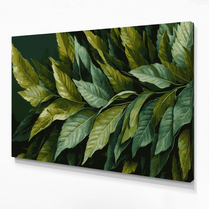 «Botanical Bay Leaves», art mural sur toile verte, H 8 po x l 10 po