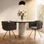 Set of 2 Woven Velvet Dining Armchairs, Upholstered Side Chairs with Braided Backrest, Chrome Electroplated Metal Legs, Grey-1628004130