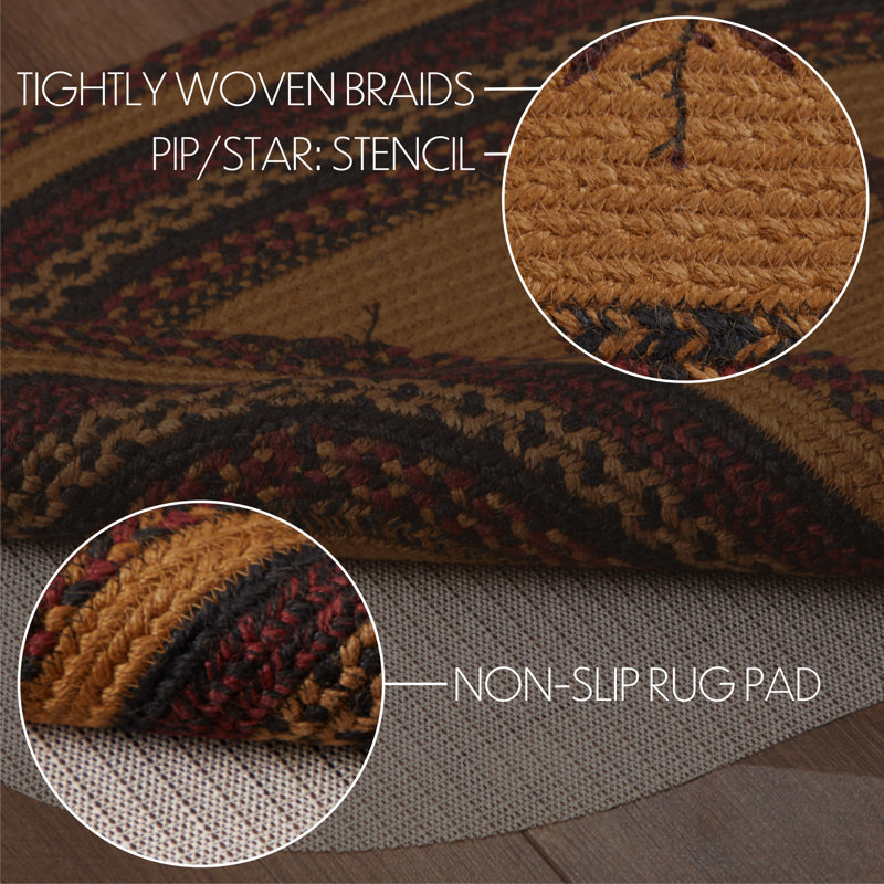 Heritage Farms Oval Braided Jute Rug with Star Accents