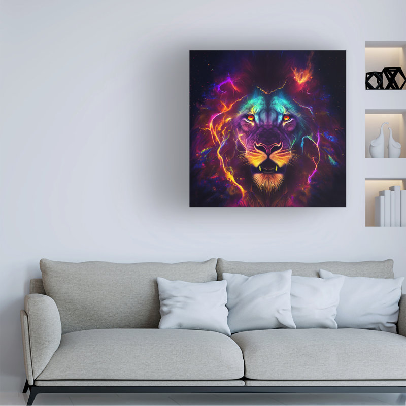 Art mural sur toile tendue - Art mural «Lion 3» Wumples pour le salon, la chambre à coucher ou le bureau - 14 x 14