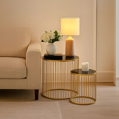 Avento Glass Top Side Table Set