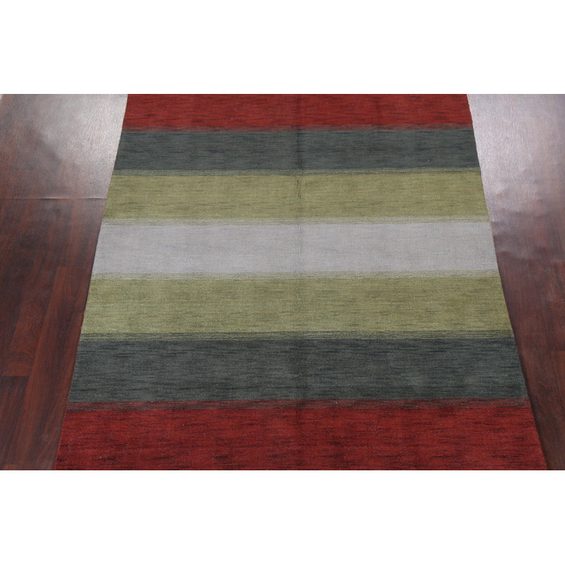 Tapis multicolore en laine noué à la main 6 pi 7 po x 9 pi 9 po One-of-a-Kind Mahdee
