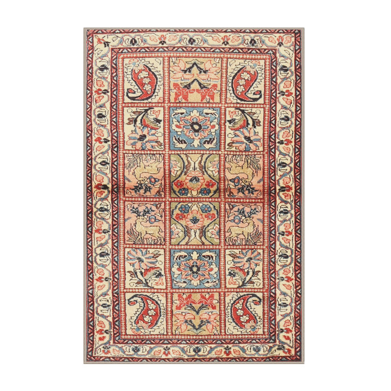 Tapis rouge / beige / noir, Rectangle 5 pi x 7 pi
