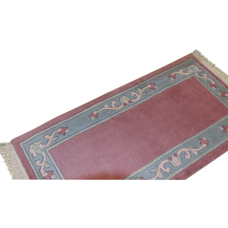 Hand Knotted Wool Area Rug in Rose