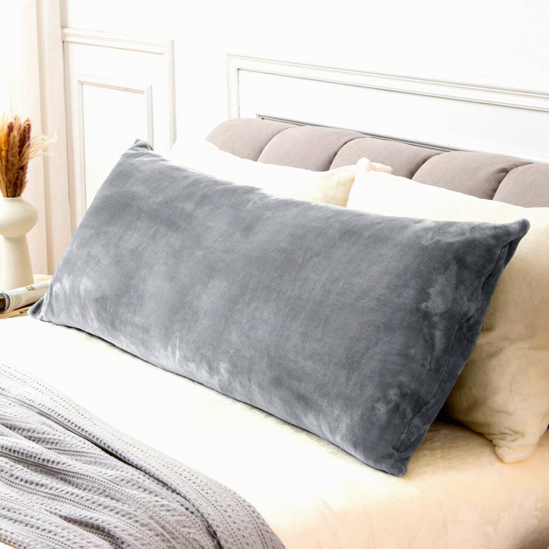 CozyFleece Zippered Body Pillowcase - Plush Long Pillow Cover - Soft Luxury Fuzzy Pillow Protector for Fall/Winter - Gray