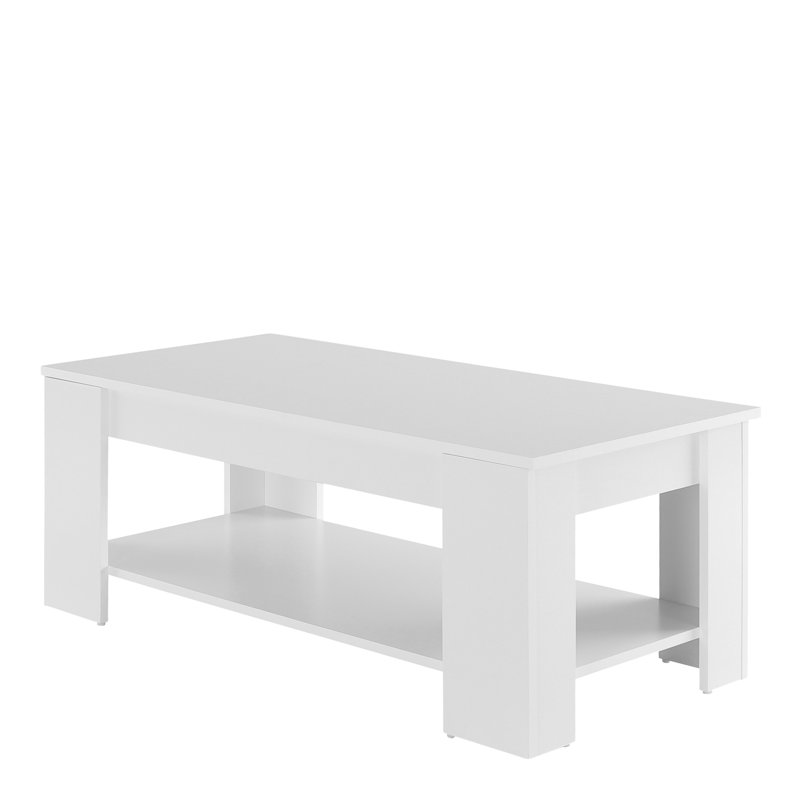 Adrianne Lift Top Four Leg Coffee Table with Storage, White