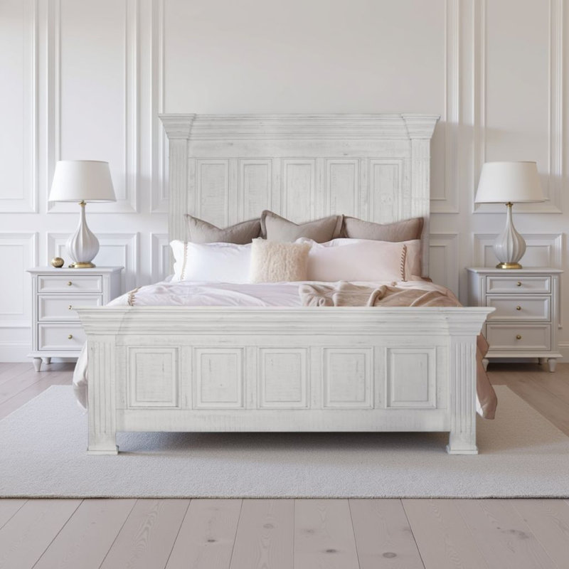 Lit standard en bois massif Ireanna, Grand, Blanc
