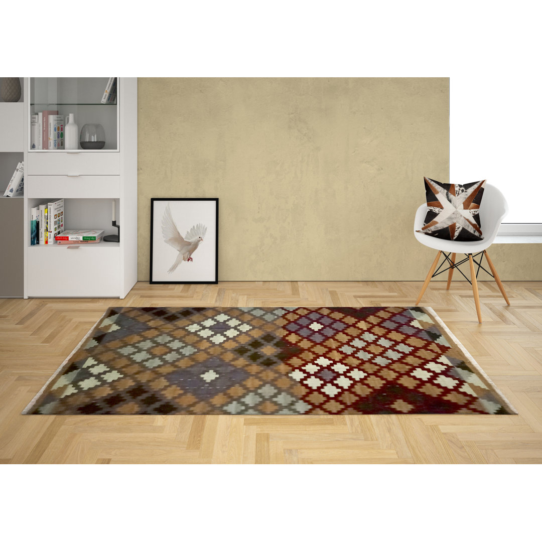 Ranney Handmade Kilim Wool Brown/Red/Grey Rug