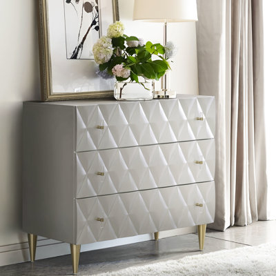 Metallic Silver And Champagne 3 Cabinet - Attractive Design Console Elegant Functional Furniture For Home Living