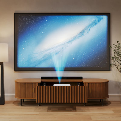 Meuble télé électrique Mid-Century avec projecteur ultra-court