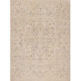 Queens Hand Knotted Wool Area Rug in Beige/Gray