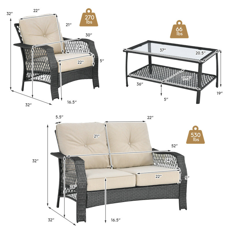 4 - Person Patio Conversation Set with Cushions