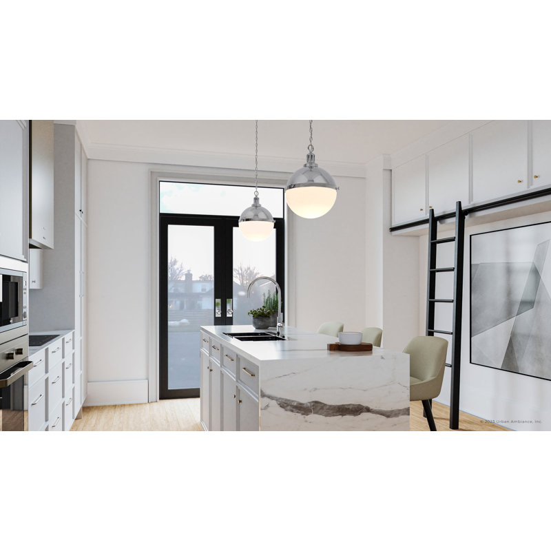 Luminaire suspendu sphère 2 lumières Valia, Chrome poli