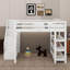 Lit mezzanine avec tablettes, escalier de rangement, petite armoire et lumière DEL-1162991092