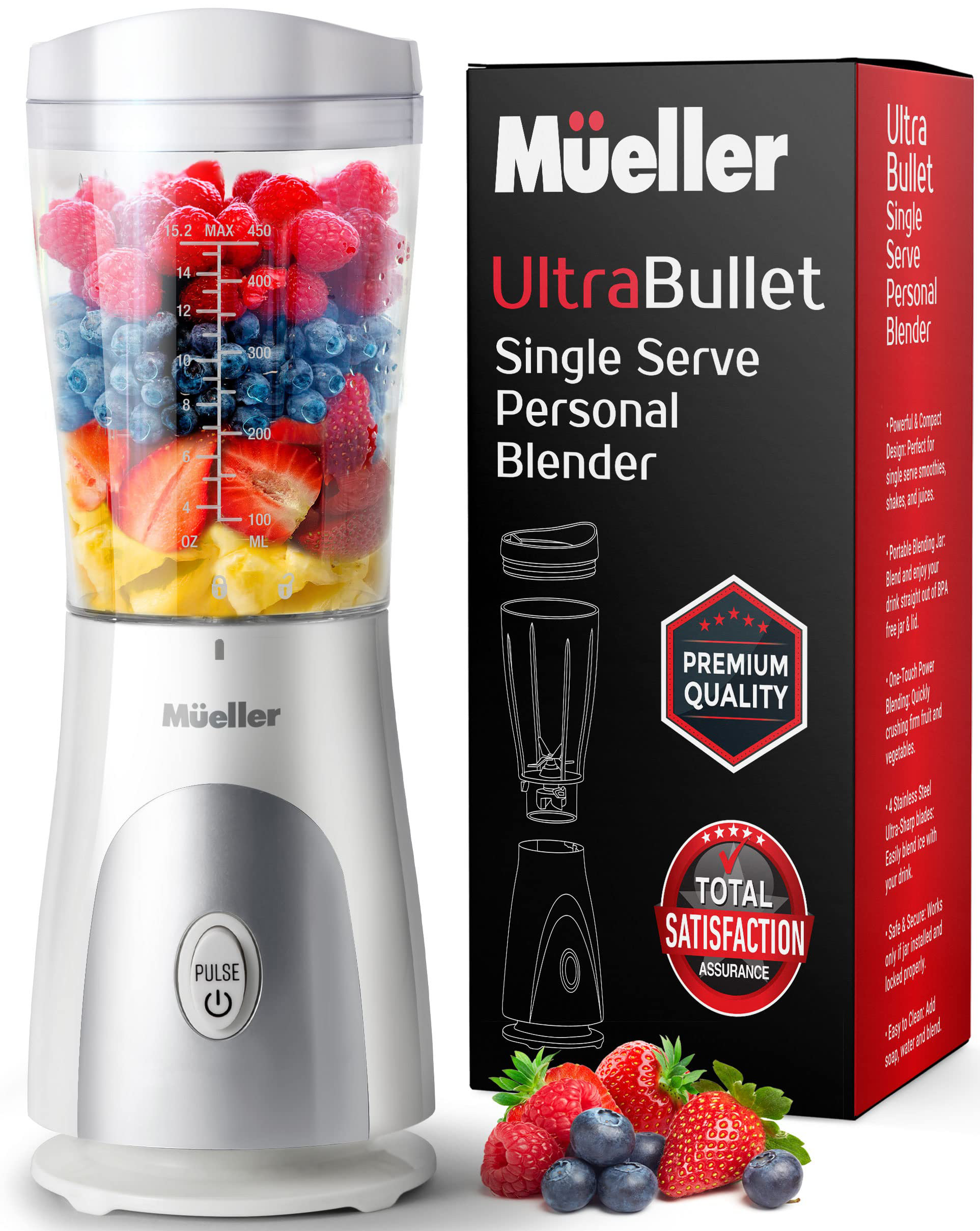 Hamilton Beach Single Serve Personal Smoothie Blender with 14 oz Travel Cup  and Lid, Grey 