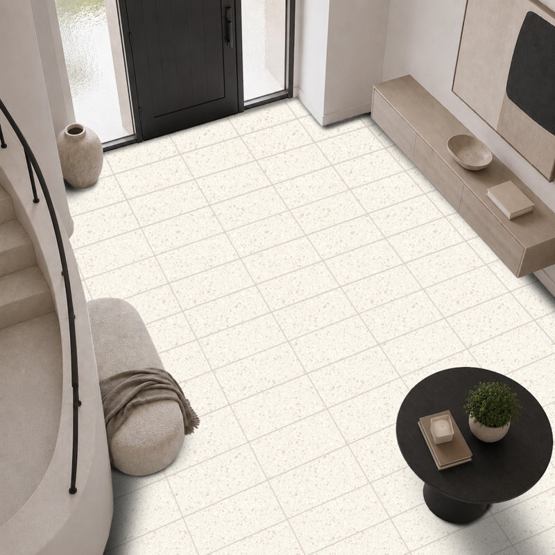 Birthplace 12" x 24" Porcelain Terrazzo Look Wall & Floor Tile, Linen