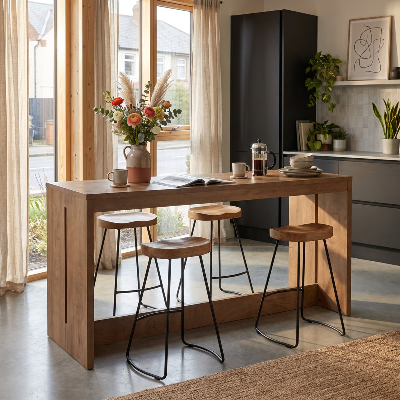 Table de bar de 174 cm de long, table de salle à manger haute.