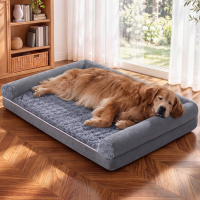 Orthopedic Dog Bed for Medium, Large & Senior Dogs, Supportive Egg-Crate Memory Foam Pet Sofa with Waterproof Liner, Washable Removable Cover & Non-Skid Bottom, All-Season Comfy Sleep