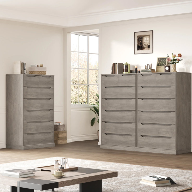 Commode 7 tiroirs, Gris cendre