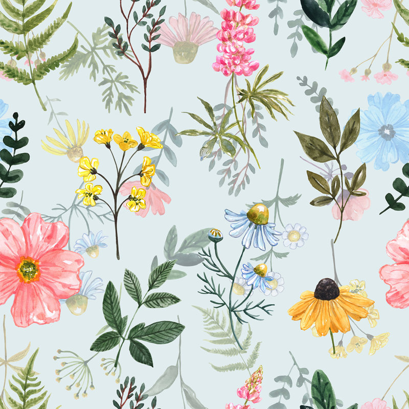 Panneau de papier peint floral, L 2,08 pi x L 10,42 pi
