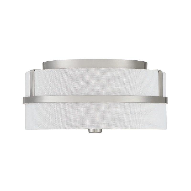 Plafonnier 2 lumières Meridian en nickel brossé, Nickel brossé