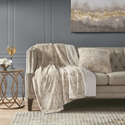  Faux Fur Striped Throw Pillow