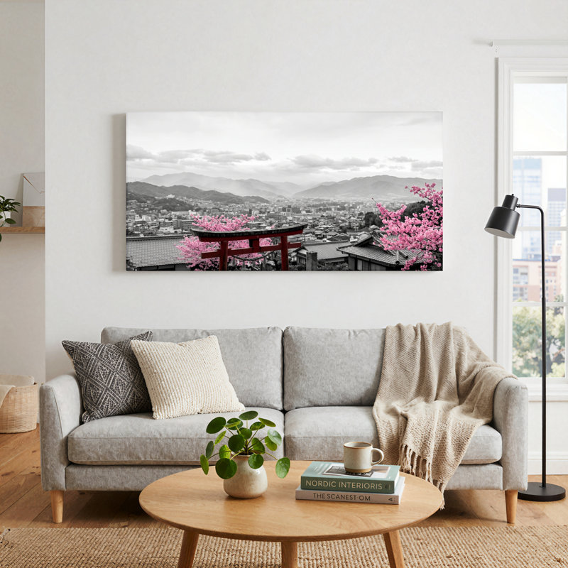 Ensemble de 1 tableau sur toile Fleurs de cerisier, 32“W x 16”H, Wrapped Canvas