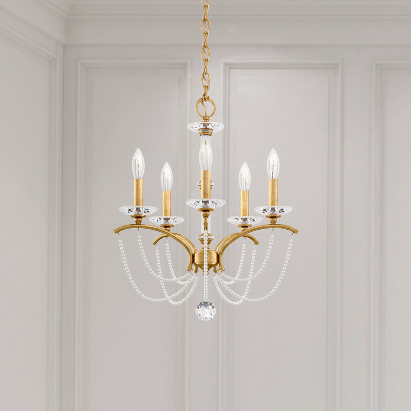 Priscilla 5 - Light Chandelier, Heirloom Gold/White Pearl
