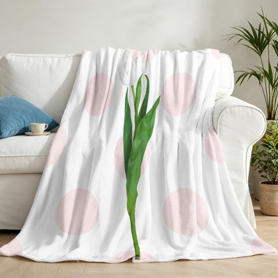Jeté en molleton transparent ultra doux, imprimé tiges de pétales de tulipes blanches
