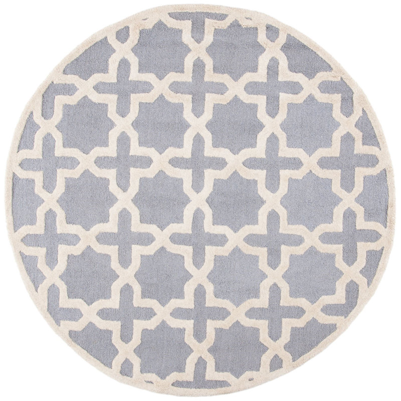 Igna Hand Tufted Wool Geometric Rug, Round 8'