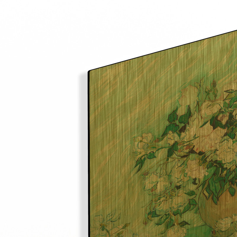 «Roses» par Vincent Van Gogh, art mural en métal doré, 16 po x 12 po, 16 po x 12 po