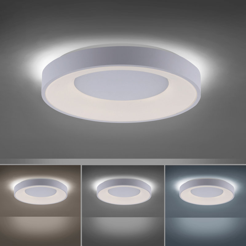 LED Flush Mount, White, 2cm H x 46cm W x 46cm D.