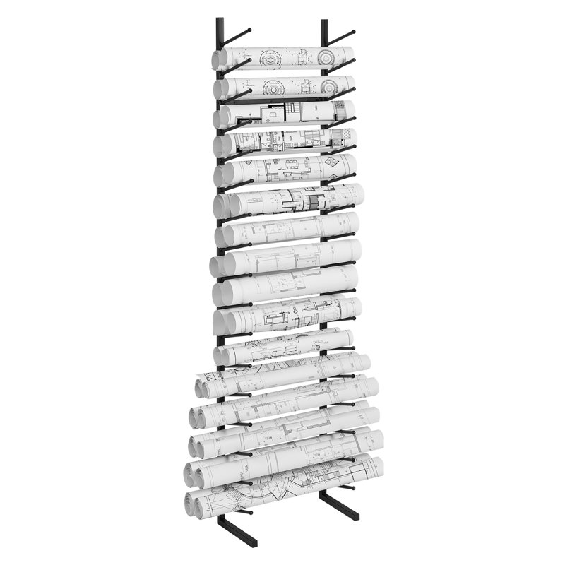 Étagère de rangement verticale à 16 niveaux - Porte-documents en métal robuste pour plans, cartes et affiches