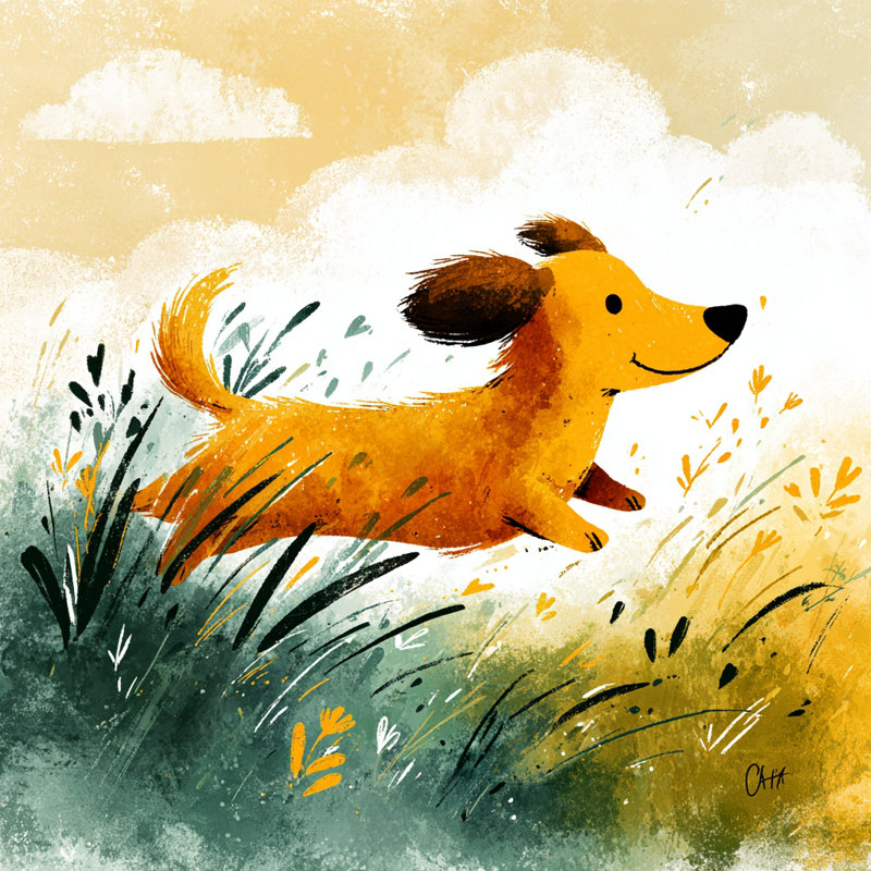Meadow Dash Dachshund Wrapped Canvas Wall Art, 20" H x 20" W