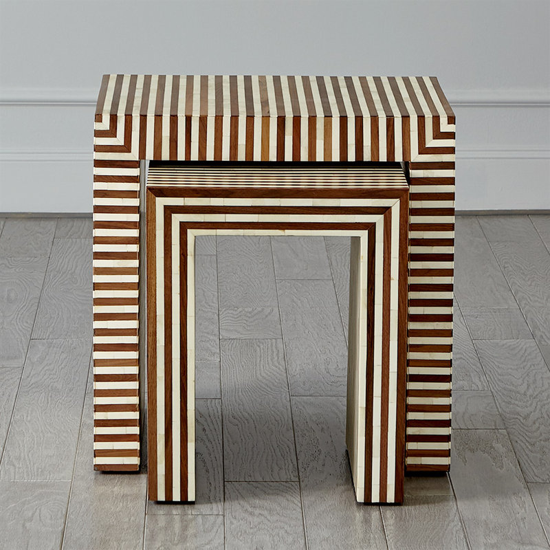 Sienna Nesting End Table-Walnut/Bone-Lg
