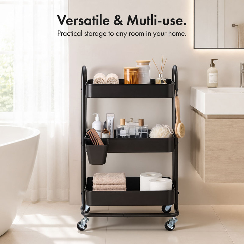 79.5cm H x 46cm W Utility Cart, Black