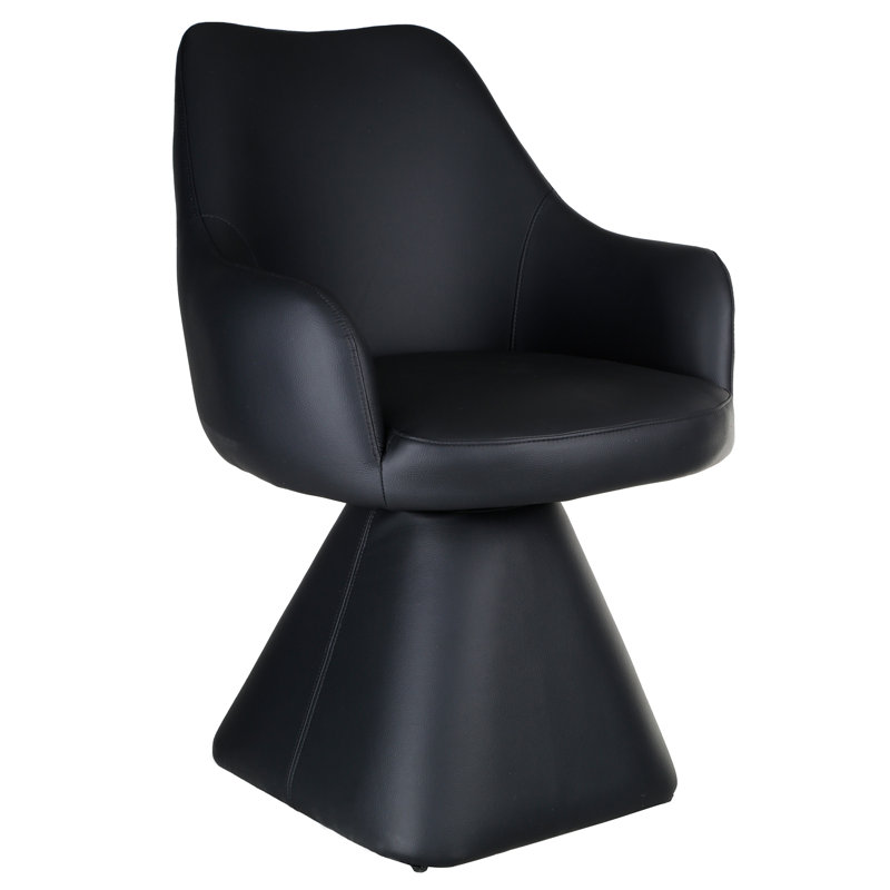Contemporary Faux Leather Dining/Accent Chair with Swivel - Black, Black