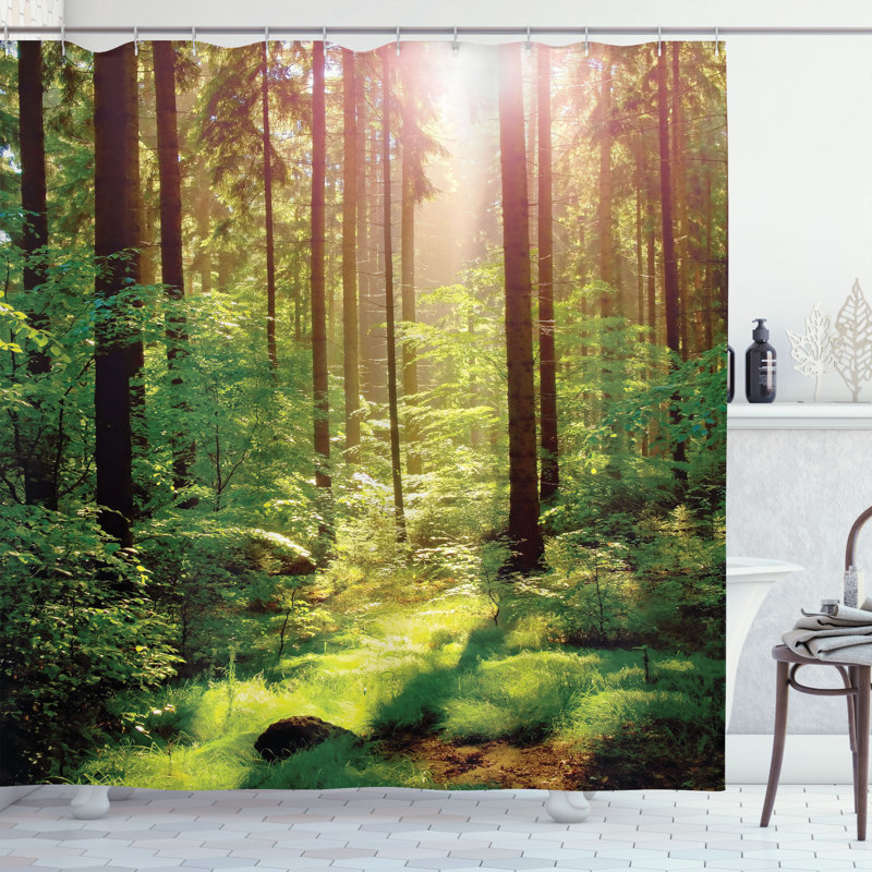 Ensemble de rideau de douche Forest + crochets, H 84 po x l 69 po