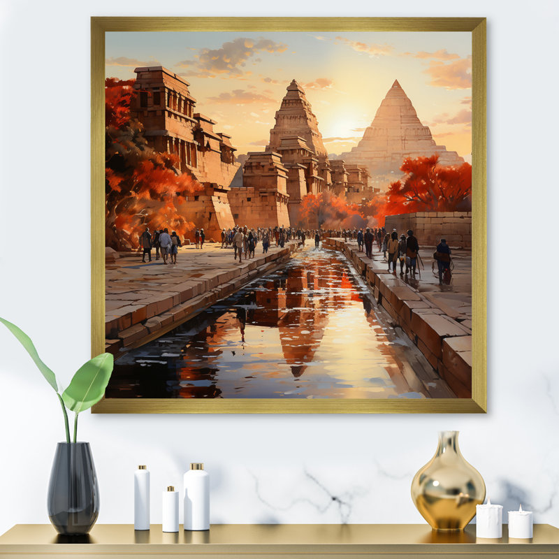 " Egypt Journey To Karnak ", Gold Single Picture Framed, 30" H x 30" W x 1" D