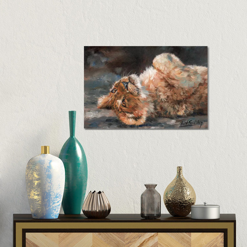 Lion Cub On Back by David Stribbling - Gallery-Wrapped Canvas Giclée on Canvas, Canvas, 101.6 cm H x 66.04 cm W x 3.175 cm D