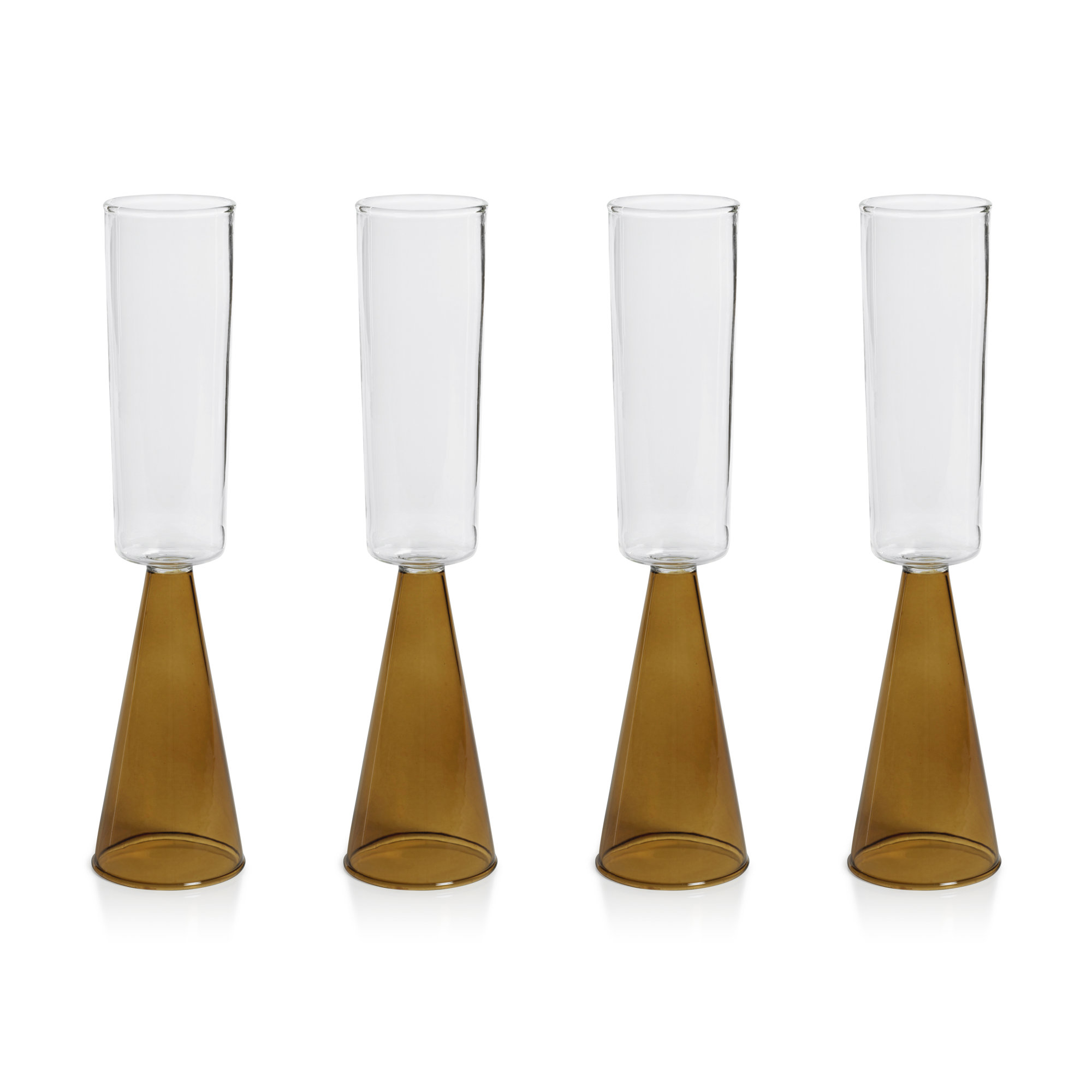 Monticello Champagne Flutes, Set of 4, Amber