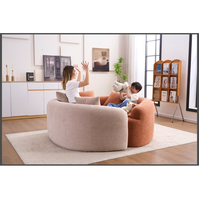 Canapé d'angle incurvé en chenille LY-042 : double profondeur (54 et 68 cm), rose corail, sans assemblage, compact pour petits espaces, 181 kg, 170 cm de longueur
